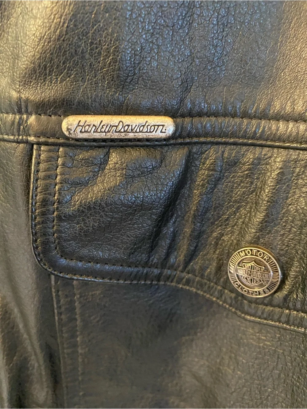 Vintage 2003 Harley Davidson Mens Black Leather Button-Up Jacket - Picture 3 of 7